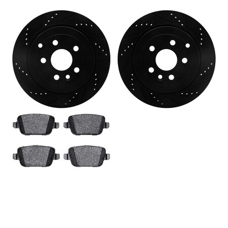 Dynamic Friction Co 8502-11021, Rotors-Drilled and Slotted-Black with 5000 Advanced Brake Pads, Zinc Coated 8502-11021